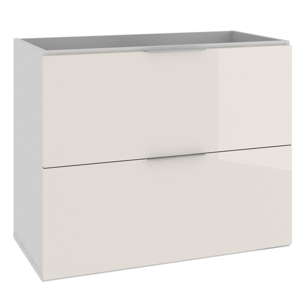 Armário Balcão Gabinete Para Banheiro 80cm Com 03 Gavetas Pietra B06 Branco Brilho - Lyam Decor
