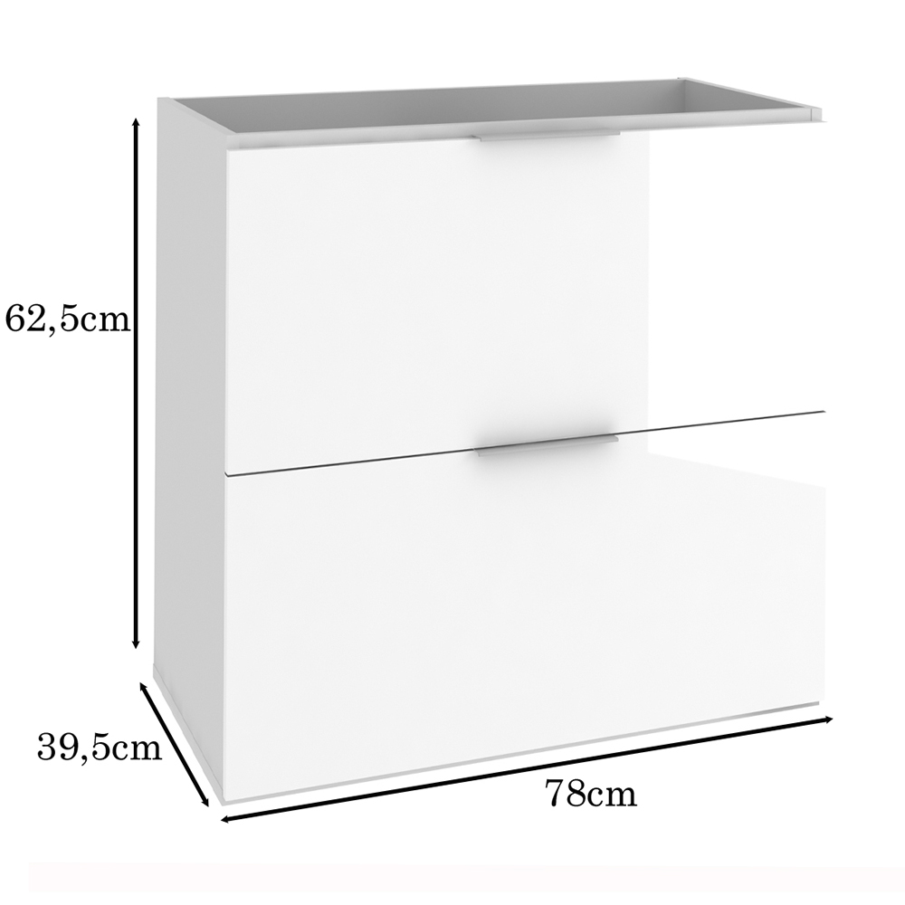 Armário Balcão Gabinete Para Banheiro 80cm Com 03 Gavetas Pietra B06 Branco Brilho - Lyam Decor