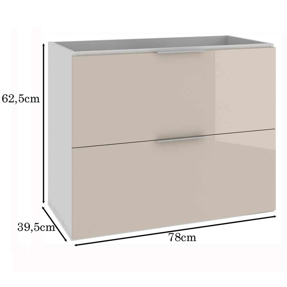 Armário Balcão Gabinete Para Banheiro 80cm Com 03 Gavetas Pietra B06 Gianduia Brilho - Lyam Decor