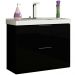 Armário Balcão Gabinete Para Banheiro 80cm Com 03 Gavetas Pietra B06 Preto Brilho - Lyam Decor