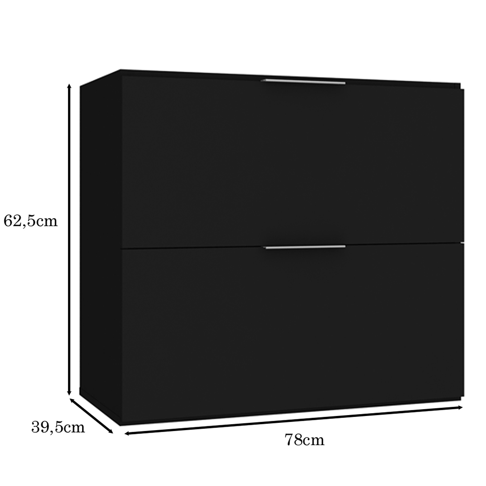 Armário Balcão Gabinete Para Banheiro 80cm Com 03 Gavetas Pietra B06 Preto Brilho - Lyam Decor