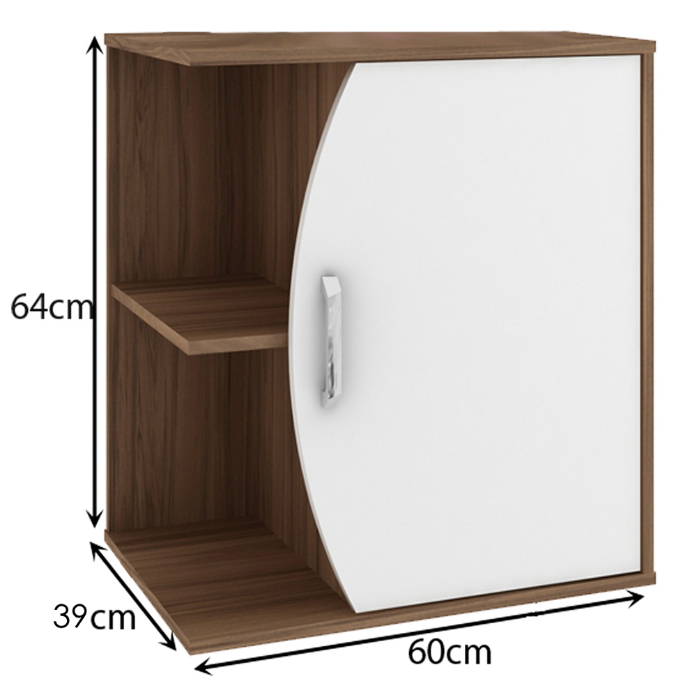 Armário Balcão Gabinete Para Banheiro Com 01 Porta 60 cm Duna B06 Branco Nogal - Lyam Decor