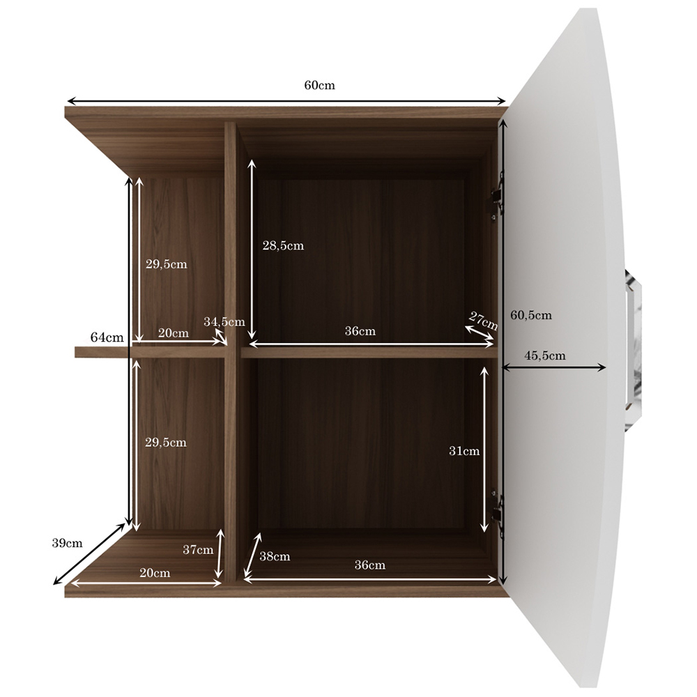 Armário Balcão Gabinete Para Banheiro Com 01 Porta 60 cm Duna B06 Branco Nogal - Lyam Decor