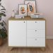 Armário Balcão Multiuso Para Escritório Sala 1 Porta 3 Gavetas Lugano A02 Olmo Branco - Lyam Decor