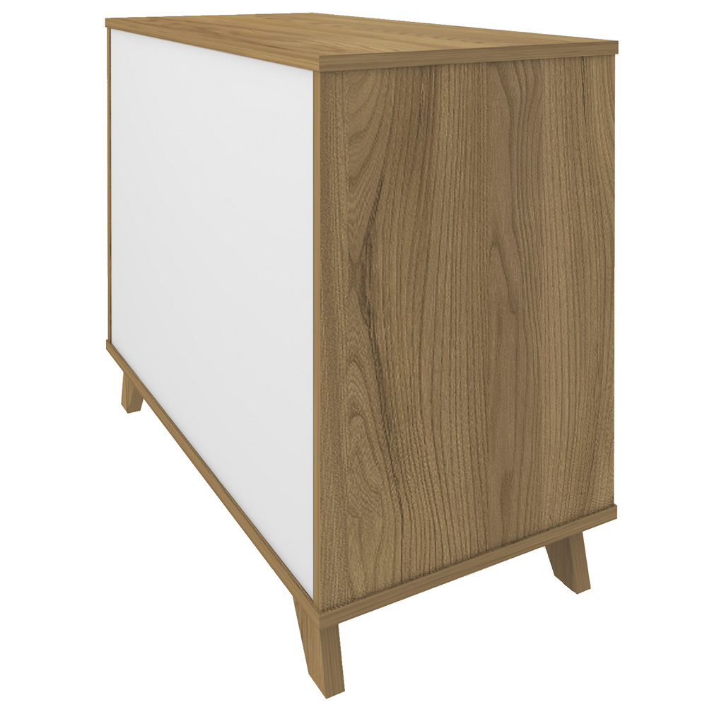 Armário Balcão Multiuso Para Escritório Sala 1 Porta 3 Gavetas Lugano A02 Olmo Branco - Lyam Decor