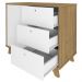Armário Balcão Multiuso Para Escritório Sala 1 Porta 3 Gavetas Lugano A02 Olmo Branco - Lyam Decor