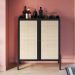 Armário Bar Para Sala 2 Portas 93cm Pés Madeira Moss A03 Nero Preto - Lyam Decor