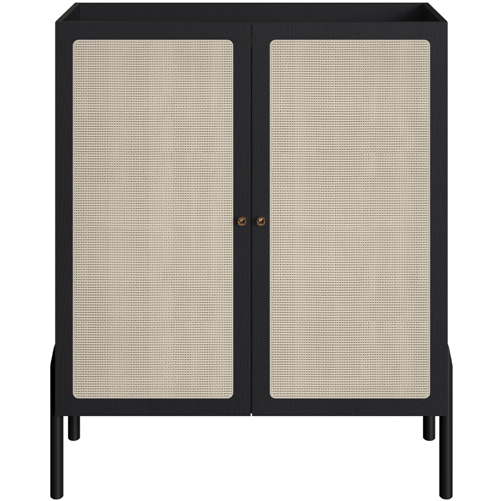 Armário Bar Para Sala 2 Portas 93cm Pés Madeira Moss A03 Nero Preto - Lyam Decor