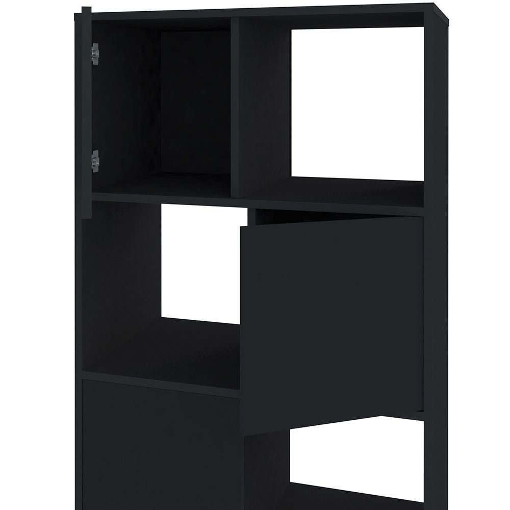 Armário Multiuso 02 Portas com Nichos Wally A02 Preto - Lyam Decor