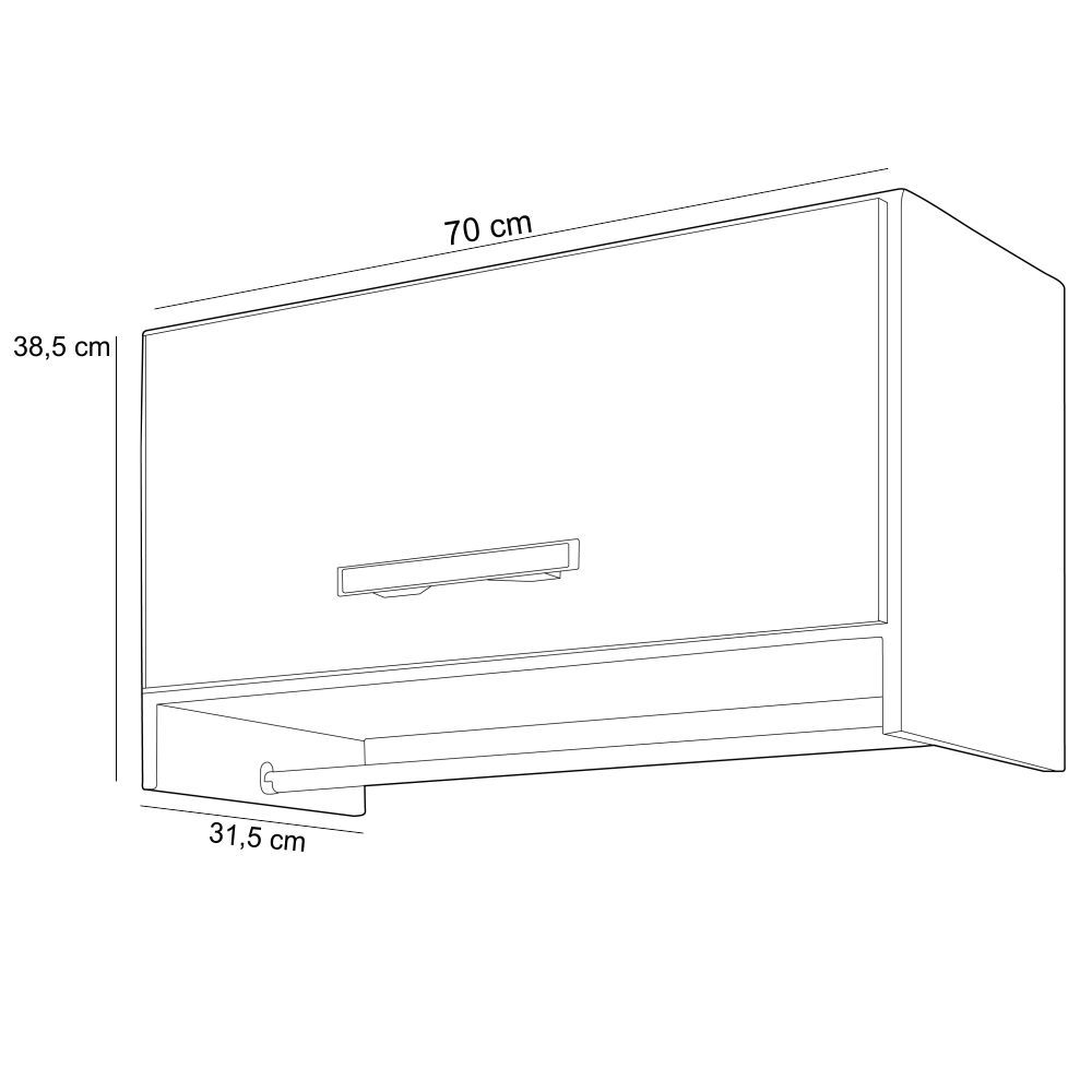 Armário Multiuso Aéreo Cabideiro Grécia L03 Preto - Lyam Decor