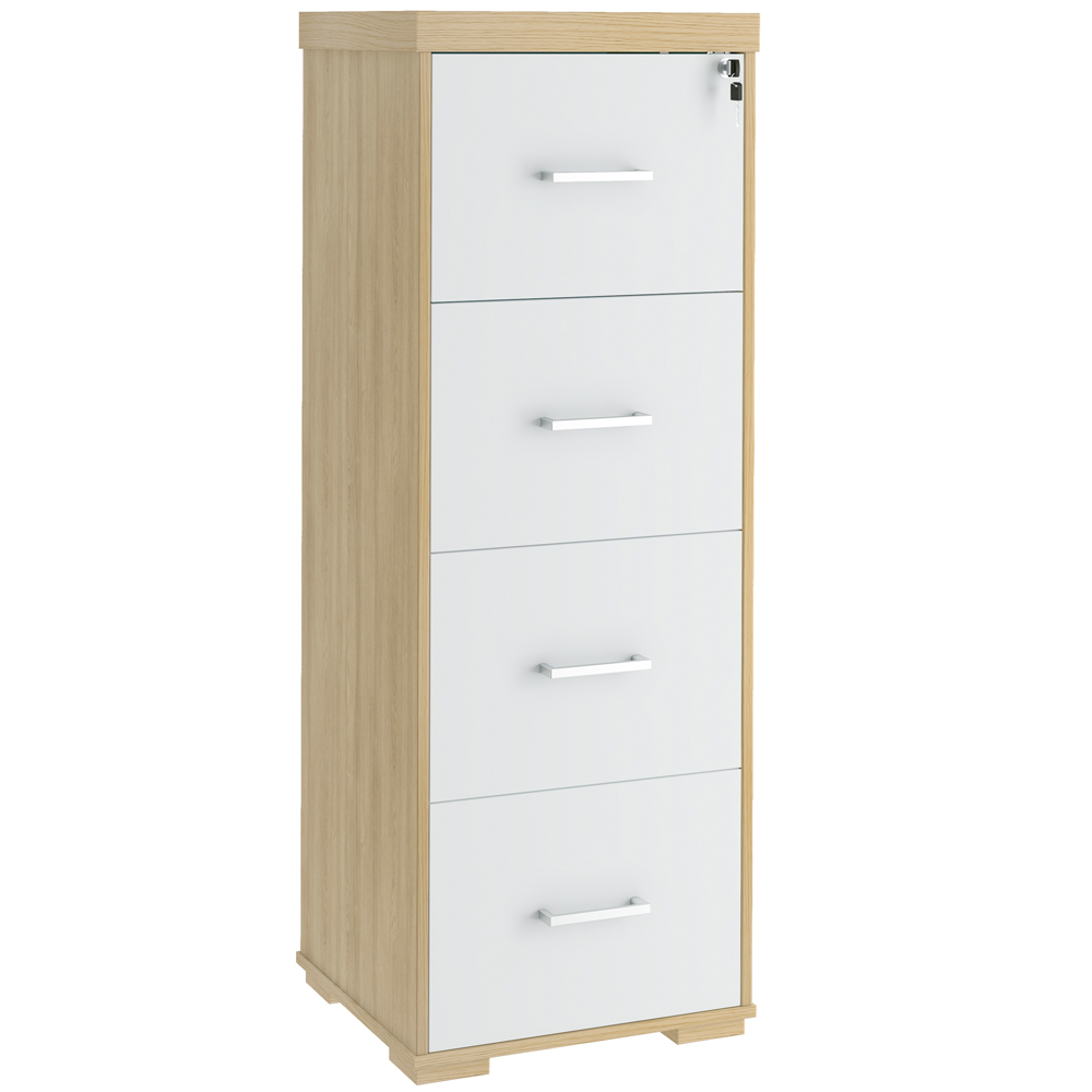 Armário Multiuso Office Arquivo 4 Gavetas Atria Executiva 132cm A02 Carvalho Branco - Lyam Decor