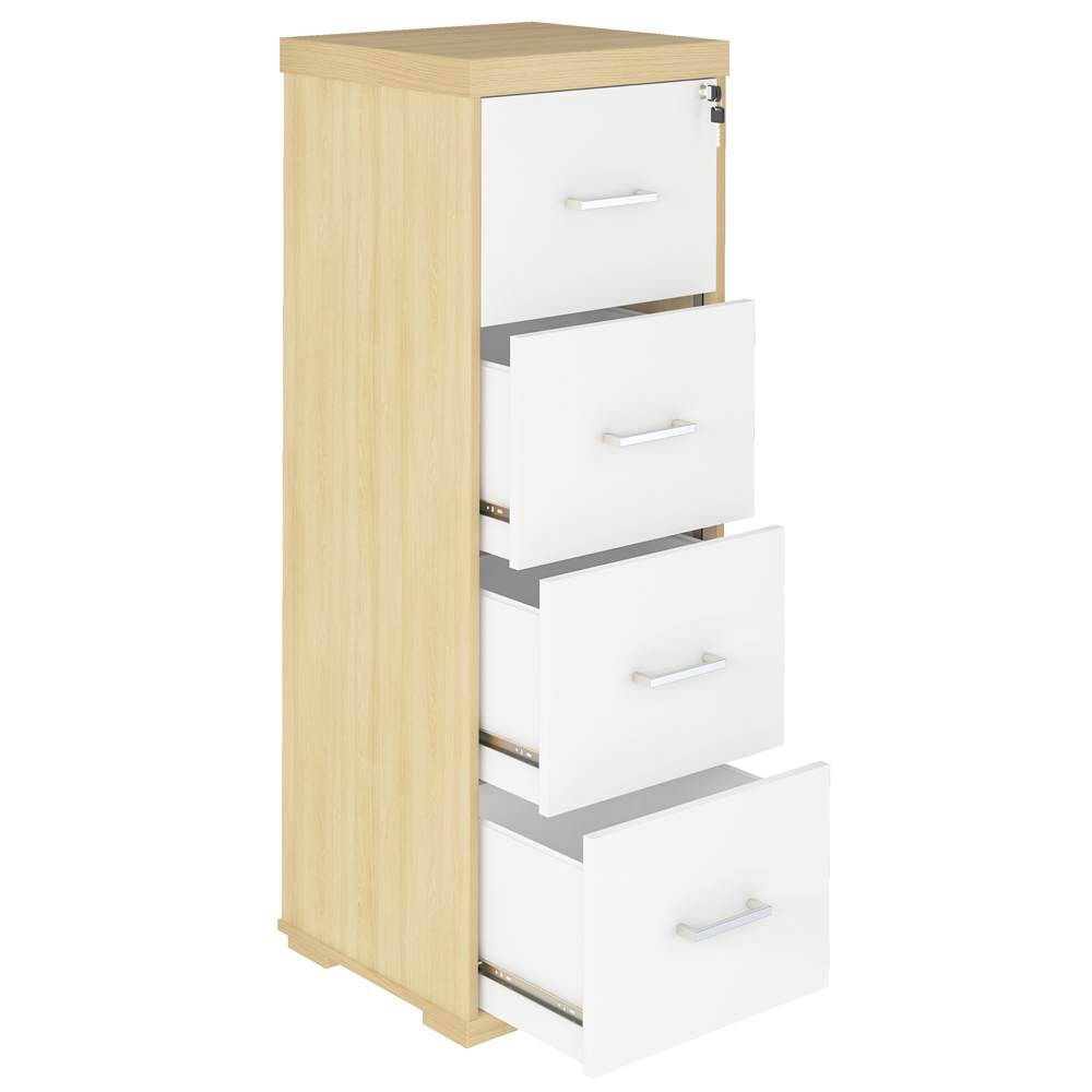 Armário Multiuso Office Arquivo 4 Gavetas Atria Executiva 132cm A02 Carvalho Branco - Lyam Decor