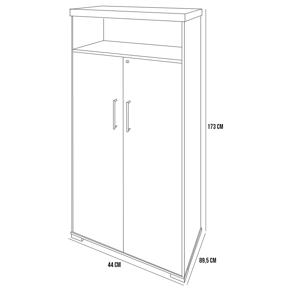 Armário Multiuso Office Com 2 Portas E Nicho Atria Executiva 173cm A02 Charuto Preto - Lyam Decor