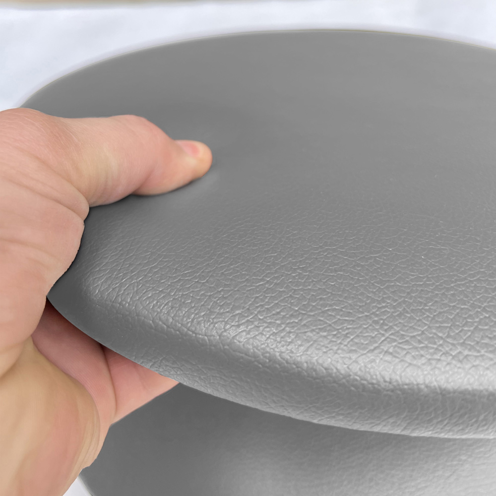 Assento Redondo Banqueta Cadeira Estofados Poltronas H02 Corino Cinza 39 cm - Lyam Decor