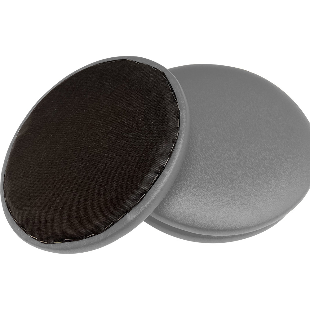 Assento Redondo Banqueta Cadeira Estofados Poltronas H02 Corino Cinza 39 cm - Lyam Decor