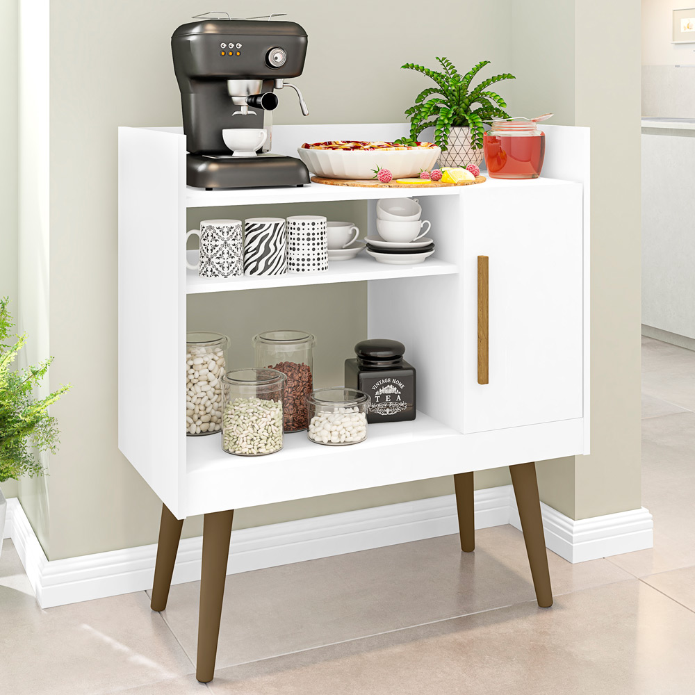 Balcão Aparador Buffet Para Café 01 Porta B02 Branco - Lyam Decor