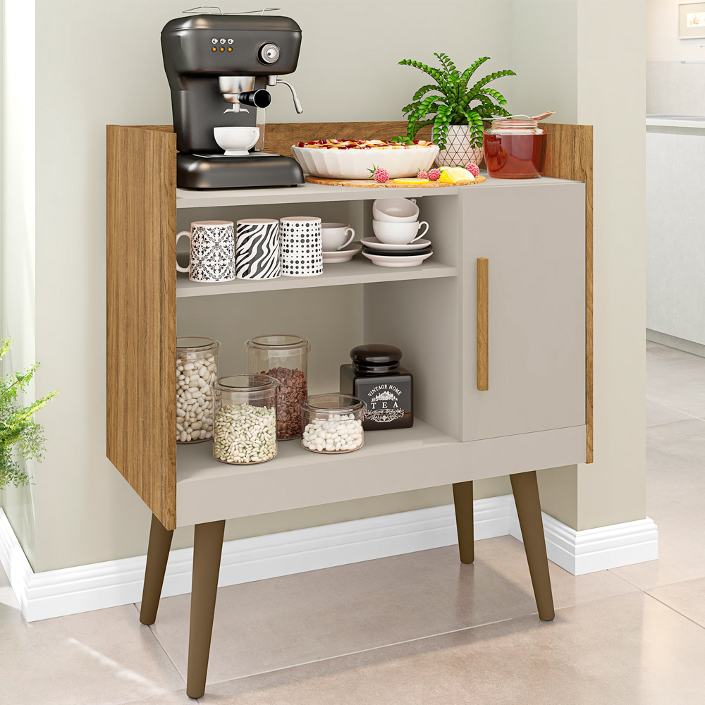 Balcão Aparador Buffet Para Café 01 Porta B02 Cinamomo Off White - Lyam Decor