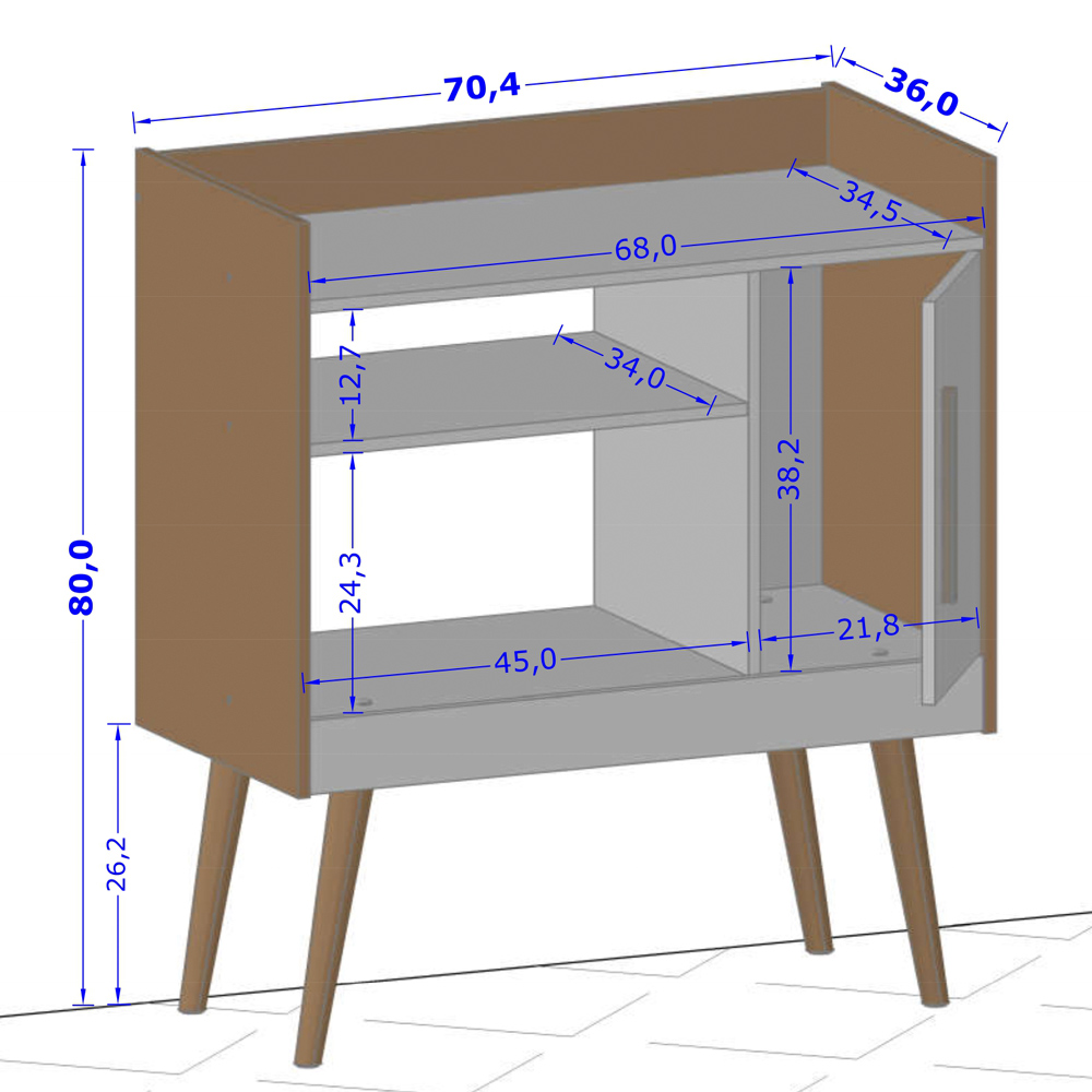 Balcão Aparador Buffet Para Café 01 Porta B02 Cinamomo Off White - Lyam Decor