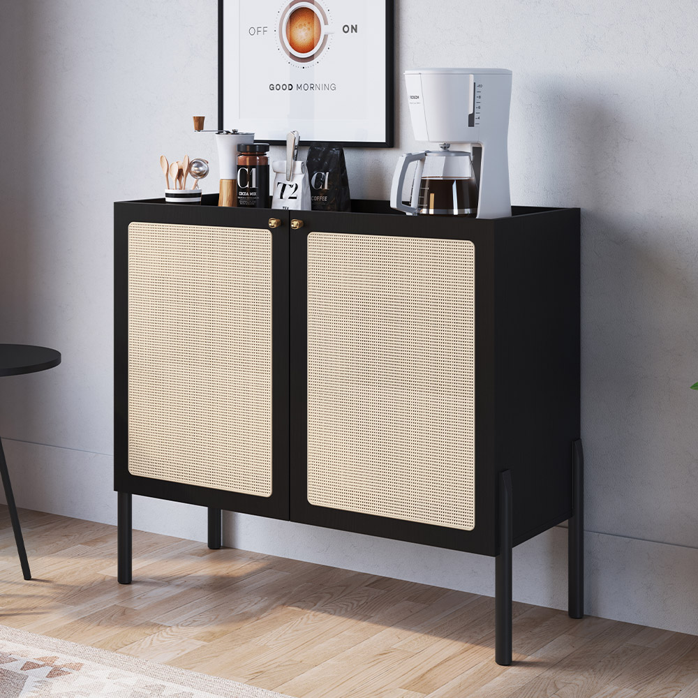 Balcão Aparador Cantinho do Café Pés Madeira Moss A03 Nero Preto - Lyam Decor
