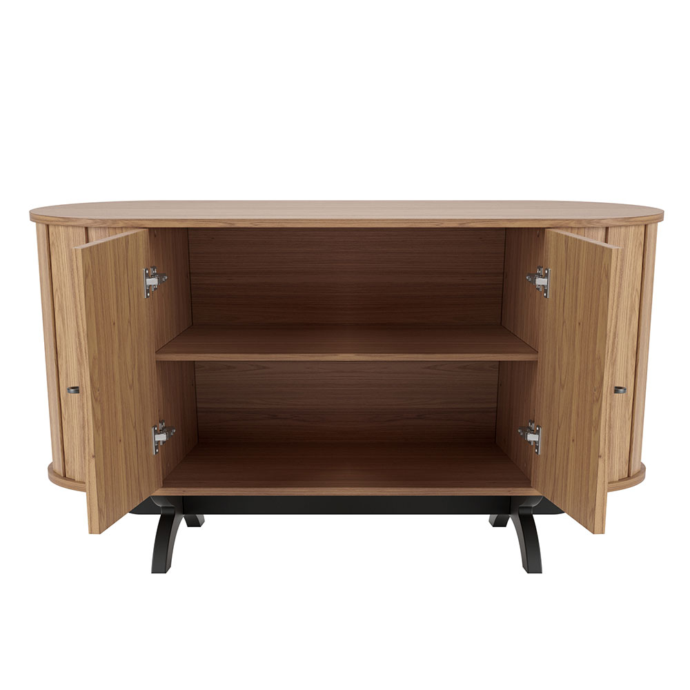 Balcão Buffet Para Sala De Estar Curvo 02 Portas Romagna 130cm D03 Freijó Preto Fosco - Lyam Decor