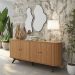 Balcão Buffet Para Sala De Estar Curvo 04 Portas Romagna 180cm D03 Freijó Preto Fosco - Lyam Decor
