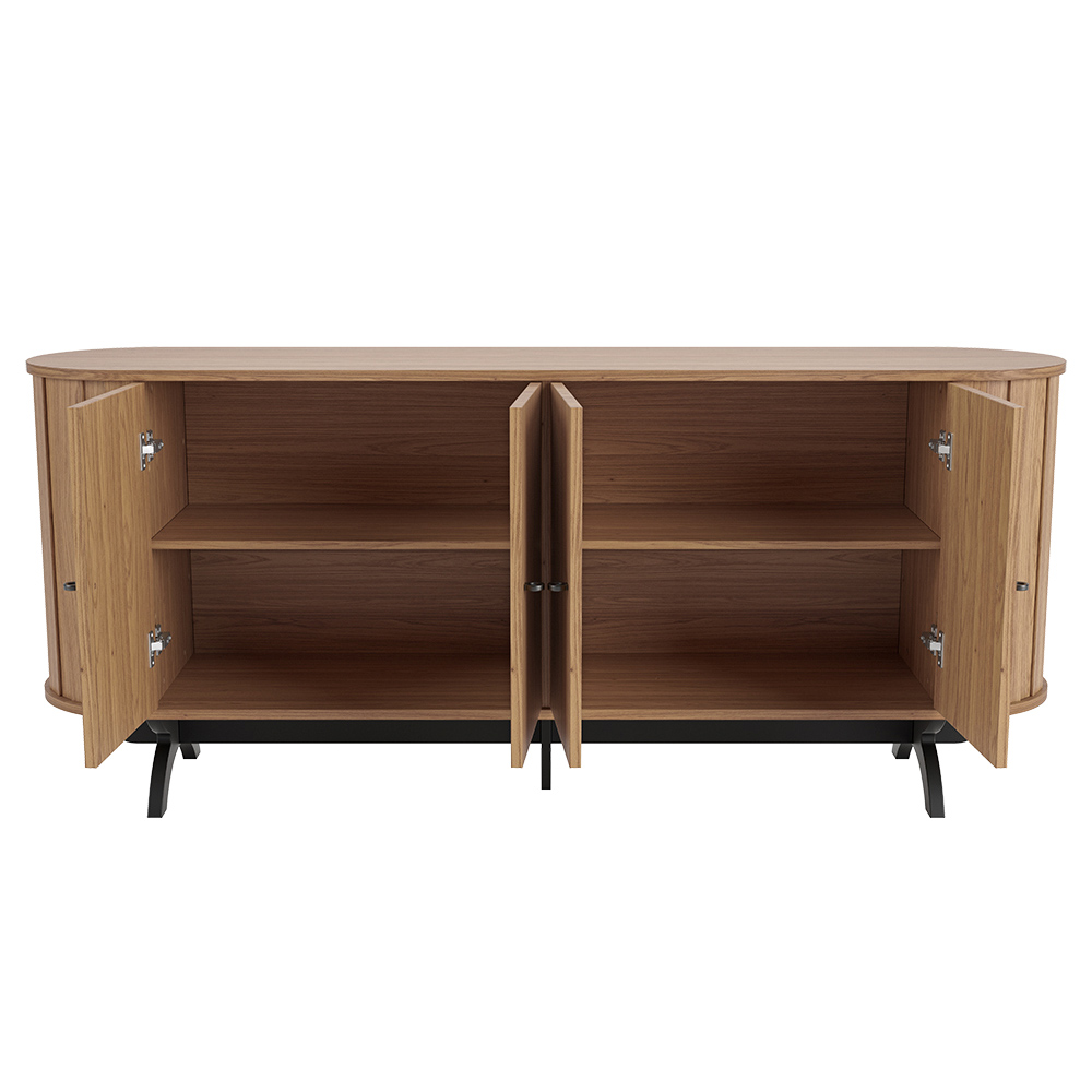 Balcão Buffet Para Sala De Estar Curvo 04 Portas Romagna 180cm D03 Freijó Preto Fosco - Lyam Decor