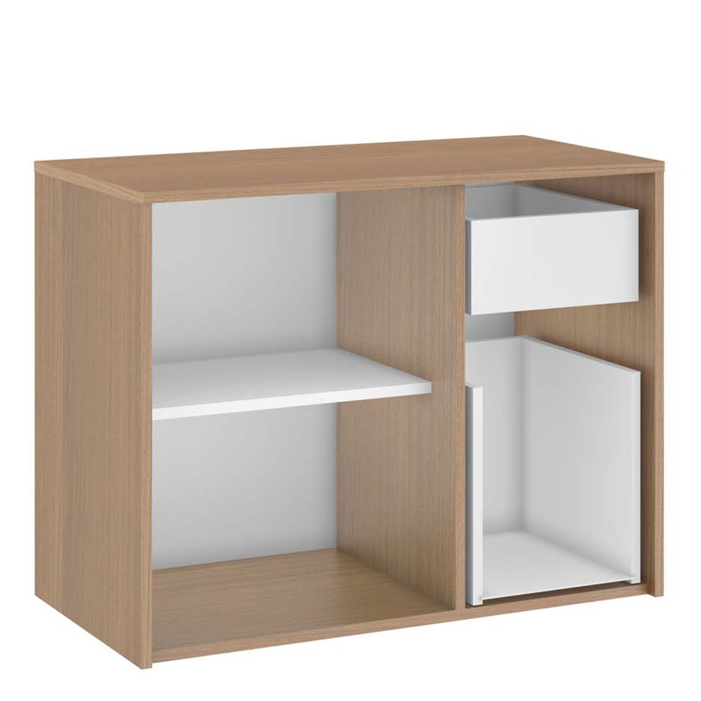 Balcão Gabinete Para Banheiro 80 cm 02 Gavetas E 01 Porta Nice B06 Nogal Noce Amêndoa - Lyam Decor