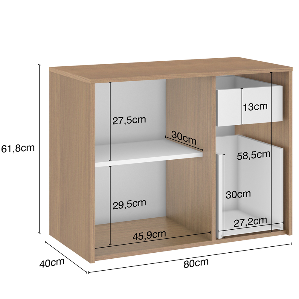 Balcão Gabinete Para Banheiro 80 cm 02 Gavetas E 01 Porta Nice B06 Nogal Noce Amêndoa - Lyam Decor