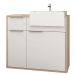 Balcão Gabinete Para Banheiro 80cm 01 Porta E 02 Gavetas Com Cuba Jazz B06 Faia Branco - Lyam Decor