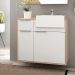 Balcão Gabinete Para Banheiro 80cm 01 Porta E 02 Gavetas Com Cuba Jazz B06 Faia Branco - Lyam Decor
