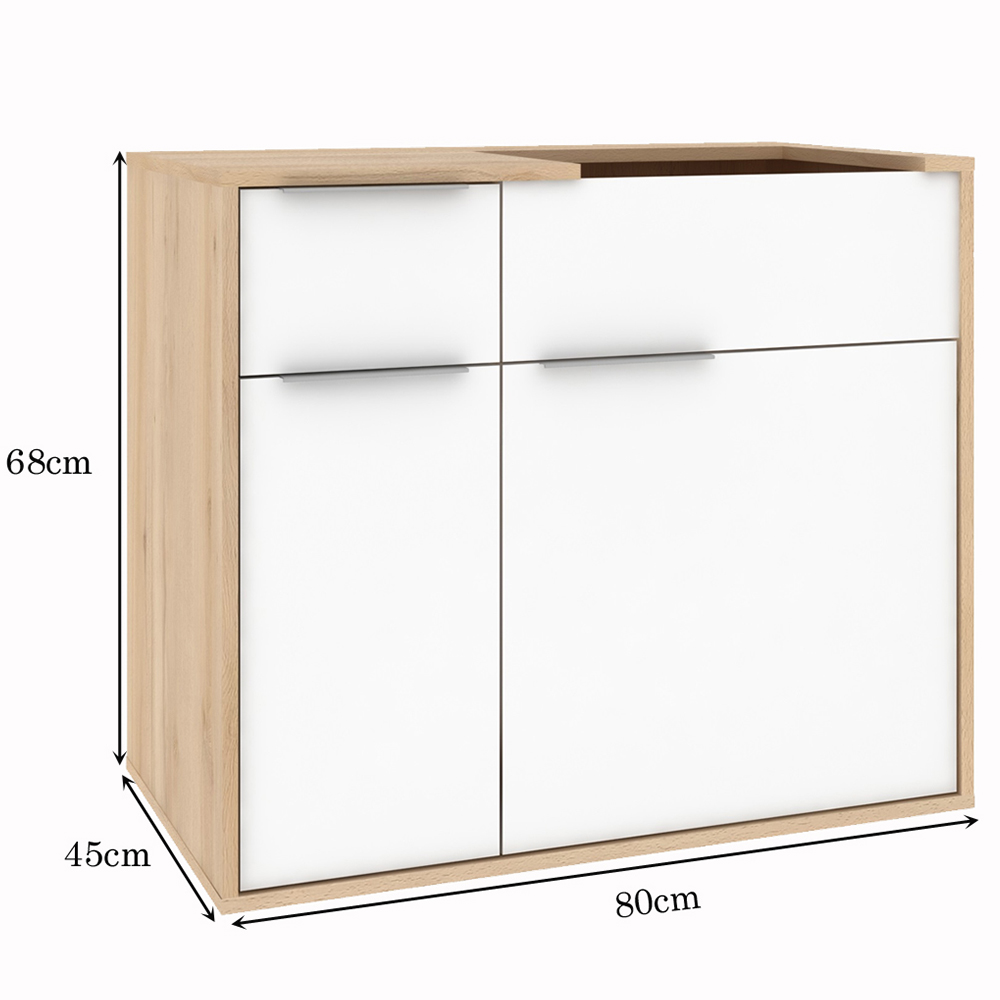 Balcão Gabinete Para Banheiro 80cm 01 Porta E 02 Gavetas Com Cuba Jazz B06 Faia Branco - Lyam Decor