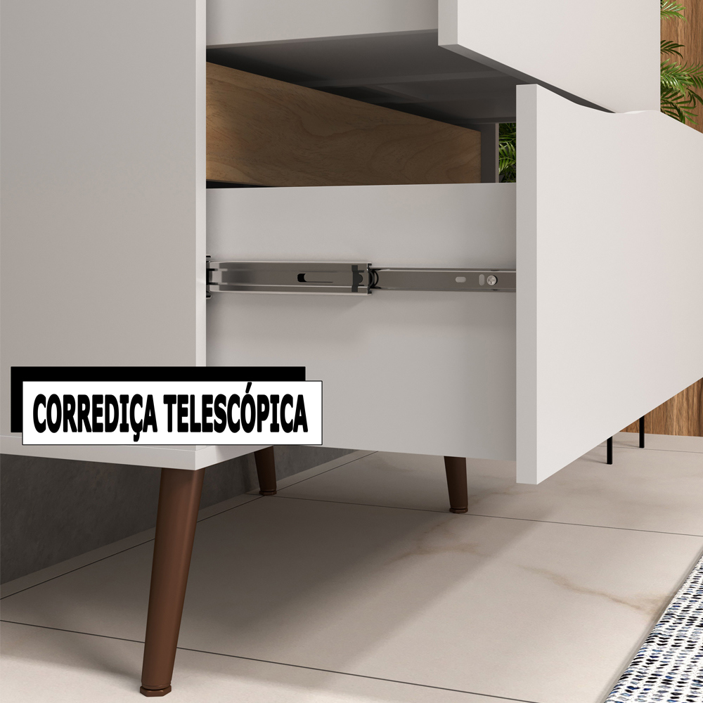 Balcão Gabinete Para Banheiro Com Pés e Lavatório 80cm Evie B06 Branco Tau - Lyam Decor