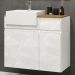 Balcão Gabinete Para Banheiro Suspenso 80cm Moira B06 Branco Cristal Noce Amêndoa - Lyam Decor