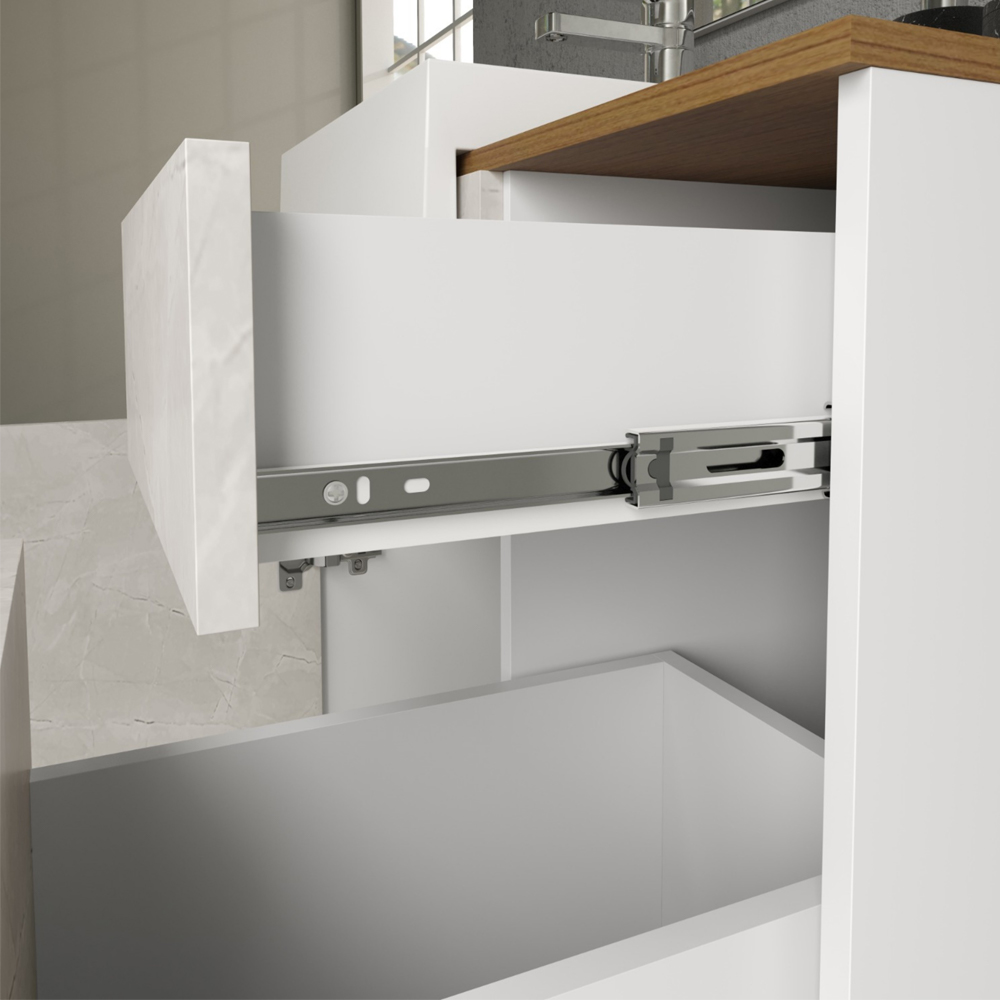 Balcão Gabinete Para Banheiro Suspenso 80cm Moira B06 Branco Cristal Noce Amêndoa - Lyam Decor
