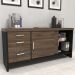 Balcão Multiuso Escritório 2 Portas 3 Gavetas Atria Executiva 160cm A02 Charuto Preto - Lyam Decor