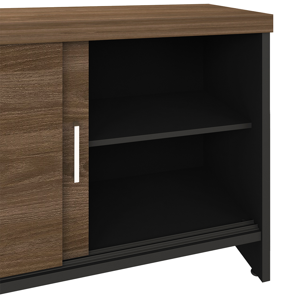 Balcão Multiuso Escritório 2 Portas 3 Gavetas Atria Executiva 160cm A02 Charuto Preto - Lyam Decor