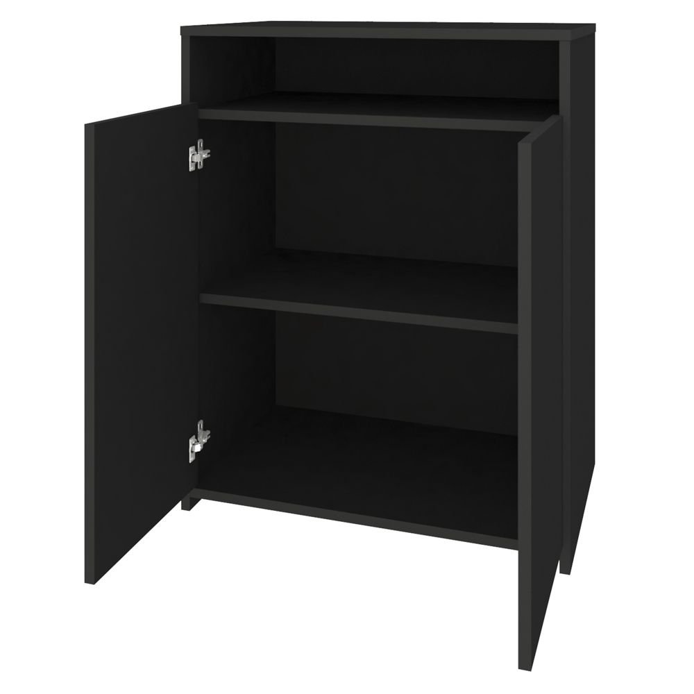 Balcão Multiuso Escritório Sala Cool A02 02 Portas Preto - Lyam Decor