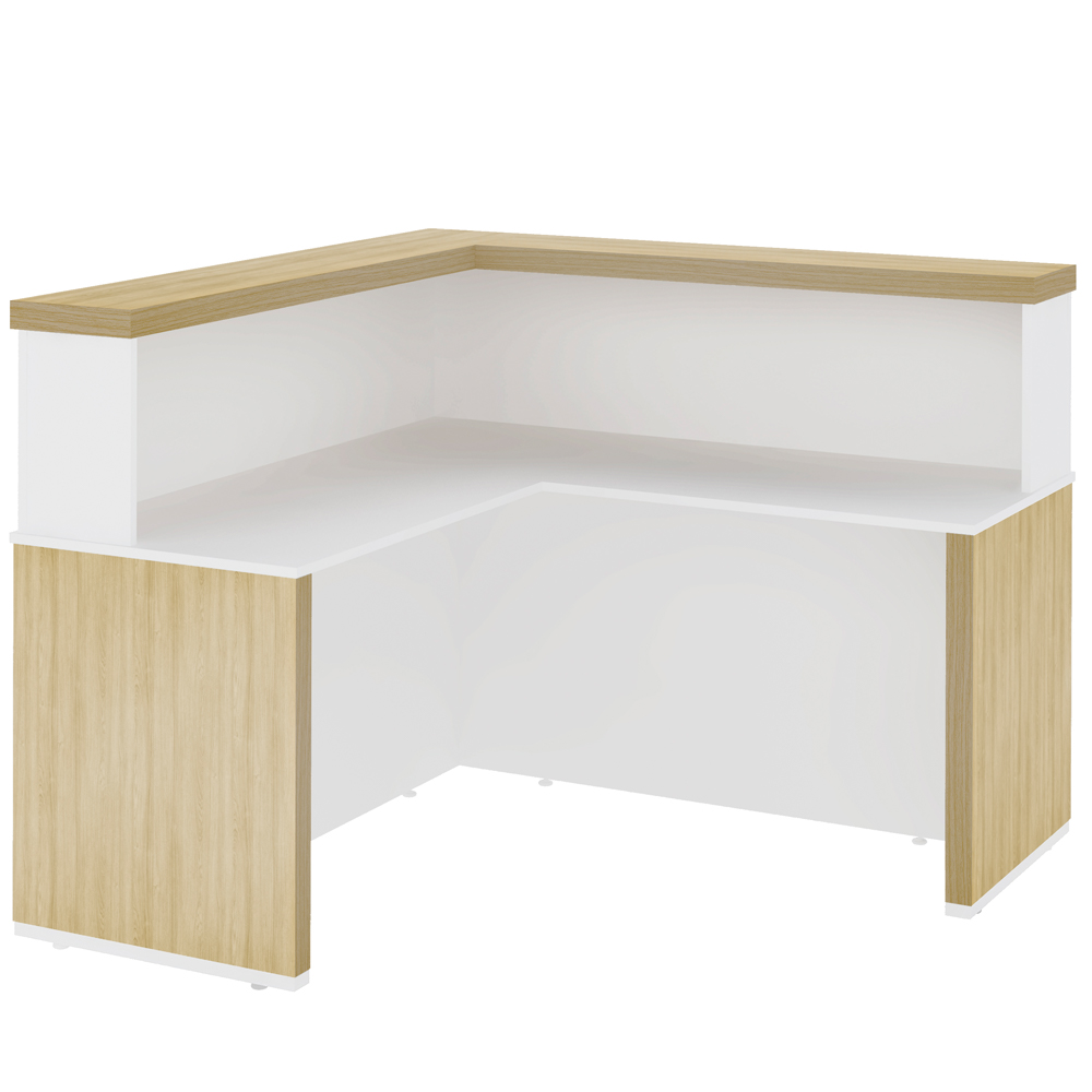 Balcão Para Recepção Escritório Office Atria Executiva 147x147cm A02 Carvalho Branco - Lyam Decor