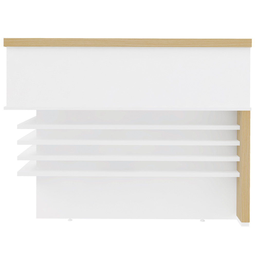 Balcão Para Recepção Escritório Office Atria Executiva 147x147cm A02 Carvalho Branco - Lyam Decor