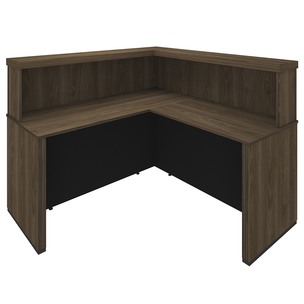 Balcão Para Recepção Escritório Office Atria Executiva 147x147cm A02 Charuto Preto - Lyam Decor