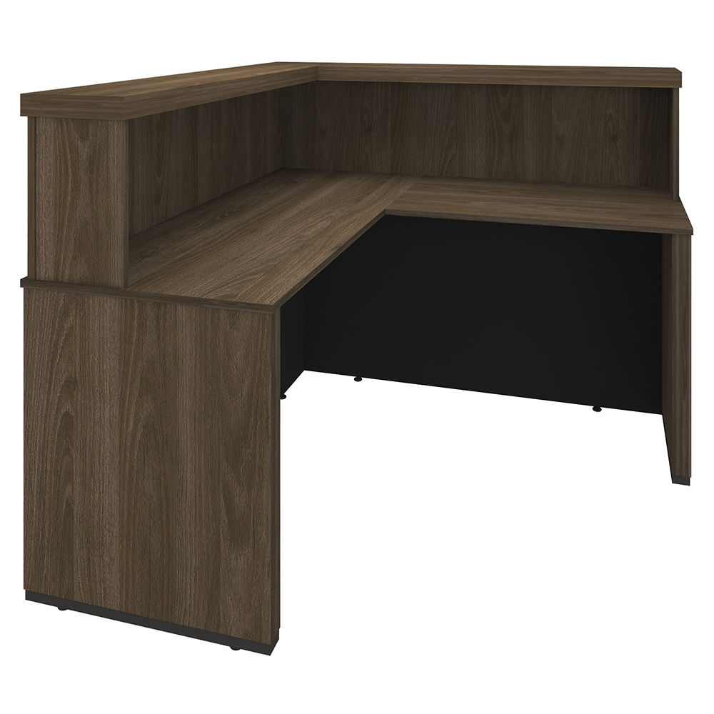 Balcão Para Recepção Escritório Office Atria Executiva 147x147cm A02 Charuto Preto - Lyam Decor