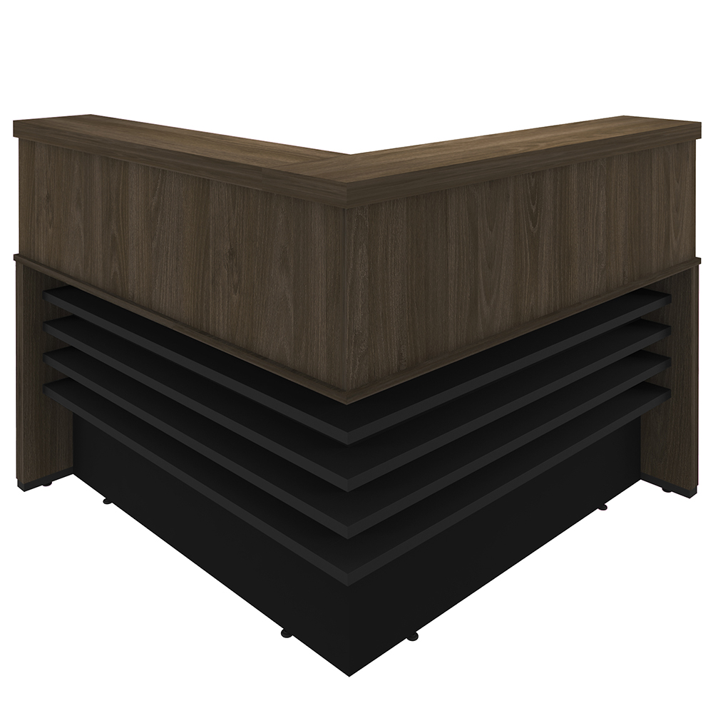 Balcão Para Recepção Escritório Office Atria Executiva 147x147cm A02 Charuto Preto - Lyam Decor
