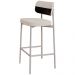 Banqueta Alta Bar Cozinha Sala De Jantar Aço Branco Kaira C01 Linho Palha Courino Preto - Lyam Decor