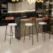 Banqueta Alta Bar Cozinha Sala De Jantar Aço Milão L02 Couríssimo Camel Linho Champagne - Lyam Decor