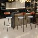Banqueta Alta Bar Cozinha Sala De Jantar Aço Milão L02 Couríssimo Camel Linho Cinza - Lyam Decor