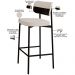 Banqueta Alta Bar Cozinha Sala De Jantar Aço Preto Kaira C01 Linho Palha Courino Preto - Lyam Decor