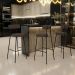Banqueta Alta Bar Cozinha Sala De Jantar Em Aço Milão F01 Suede Marrom - Lyam Decor