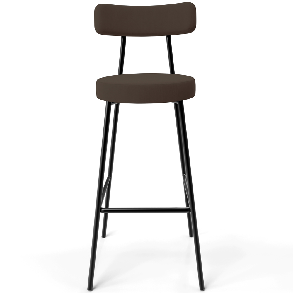 Banqueta Alta Bar Cozinha Sala De Jantar Em Aço Milão F01 Suede Marrom - Lyam Decor