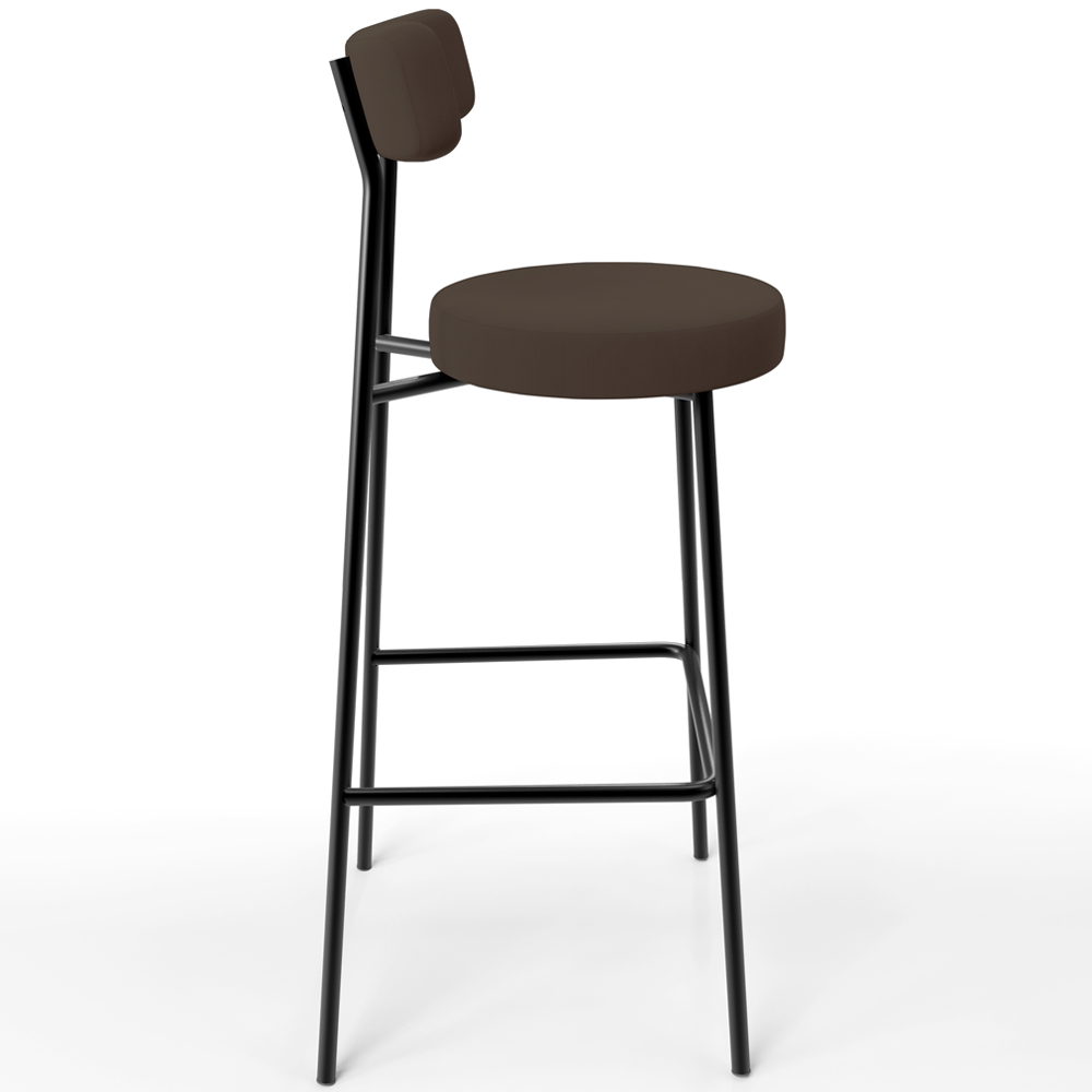 Banqueta Alta Bar Cozinha Sala De Jantar Em Aço Milão F01 Suede Marrom - Lyam Decor