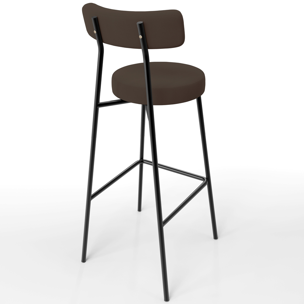 Banqueta Alta Bar Cozinha Sala De Jantar Em Aço Milão F01 Suede Marrom - Lyam Decor